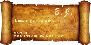 Bamberger Janka névjegykártya